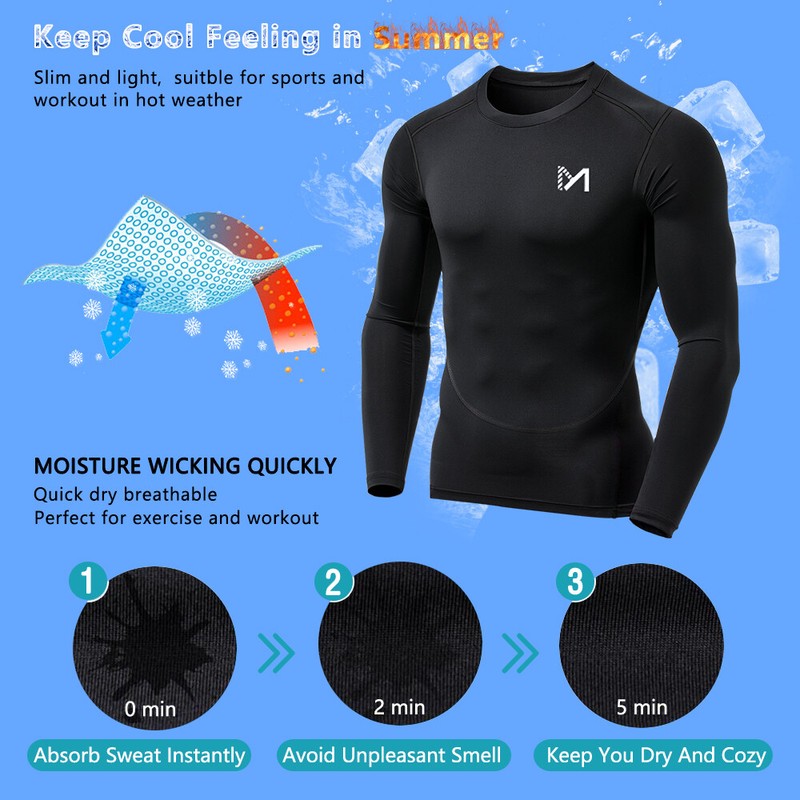 Men's Athletic Long Sleeve Compression Shirts Swim Sports Gym Shirts Workout gallery