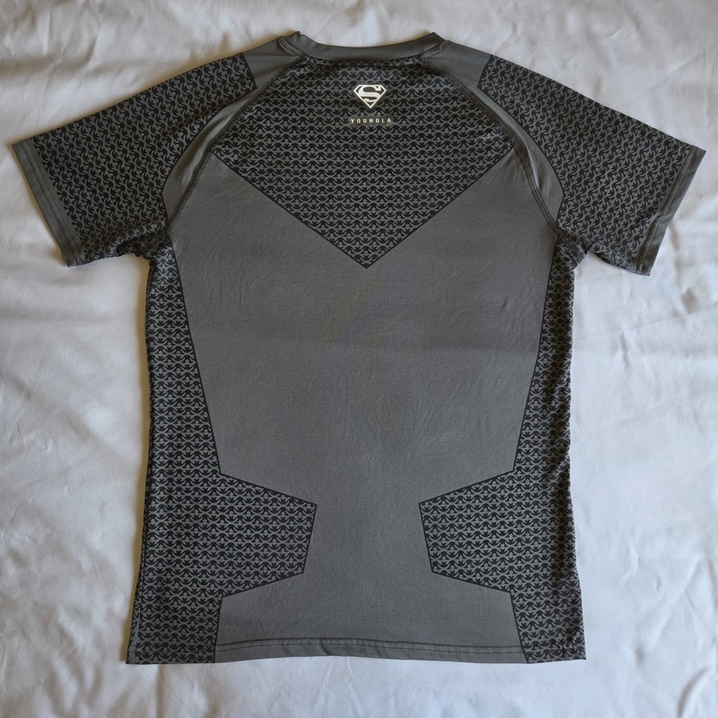 YoungLA x Superman Compression Athletic Performance Gymwear Grey L T-Shirt Tee gallery
