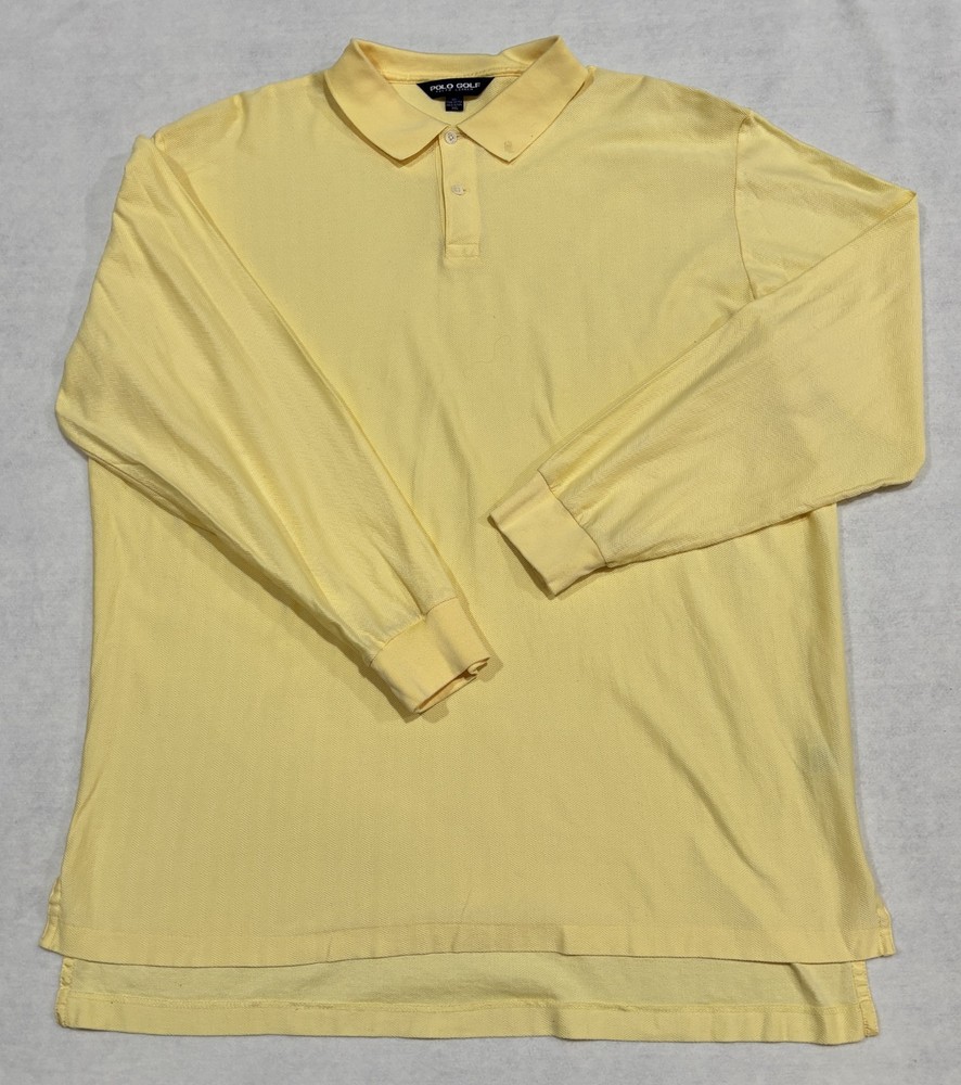 Polo Golf Ralph Lauren Long Sleeve Polo Shirt Pima Cotton Mens XXLarge Yellow