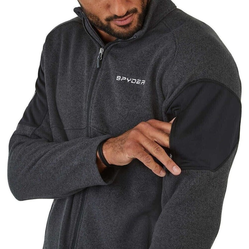 Spyder Fleece Empire Jacket Men's Size L Full Zip Pockets Logo Gray gallery