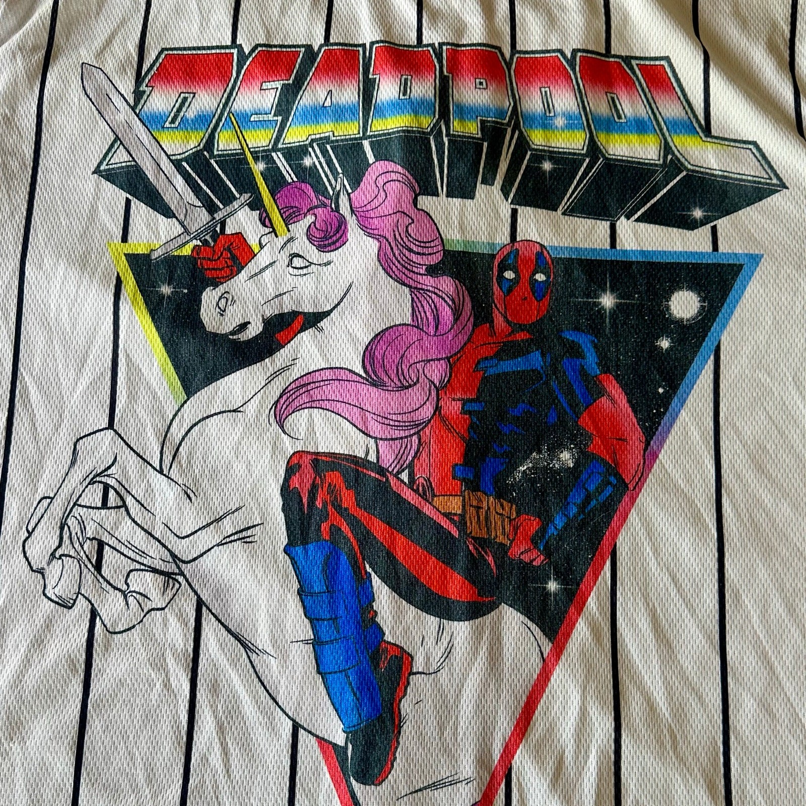 Marvel Deadpool Jersey Men XL Deadpool on Unicorn Chest and back gallery