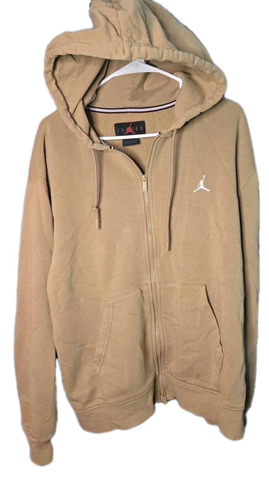 Jordan Essential Fleece Full Zip Hoodie Light Beige Mens Sz L gallery