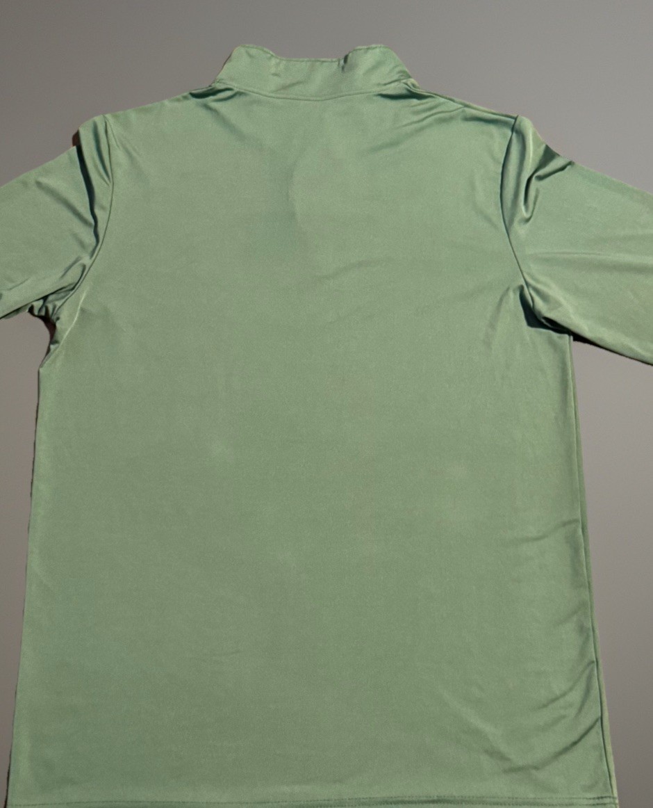 Real Essentials Men's Quarter Zip Pullover Shirt Green Long Sleeve Athletic Sz M gallery