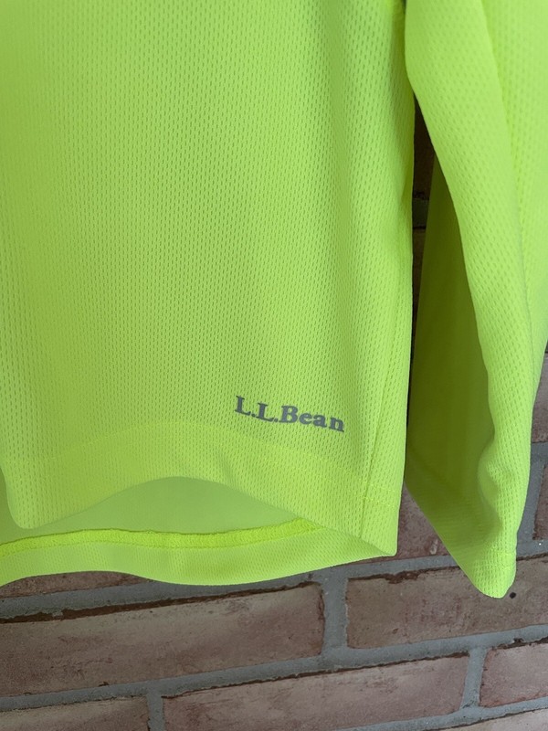 LL Bean Men’s 1/4 Zip Pullover Size Large Shirt Fluorescent w/back Zip Pocket gallery