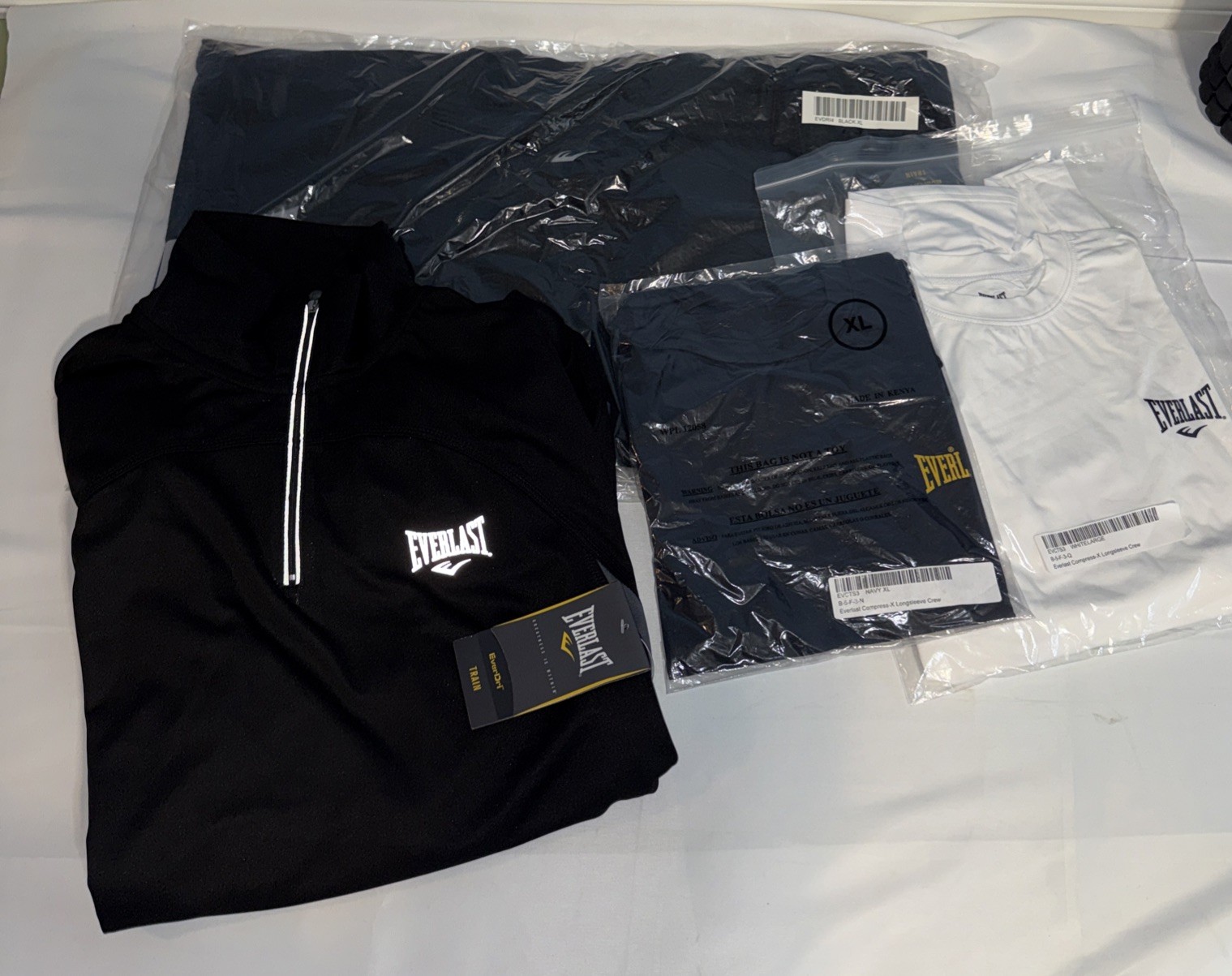 Everlast 4-Piece Bundle Black Compression Shirts And Quarter Zip Performance gallery