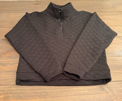 DSG Men’s Quilted 1/4 Zip Mock Neck Pullover Black L Polyester/Spandex