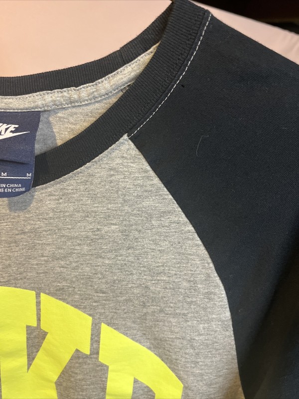 Nike 3/4 Sleeve Baseball Style Neon Yellow Spell Out Men’s Sz Med gallery