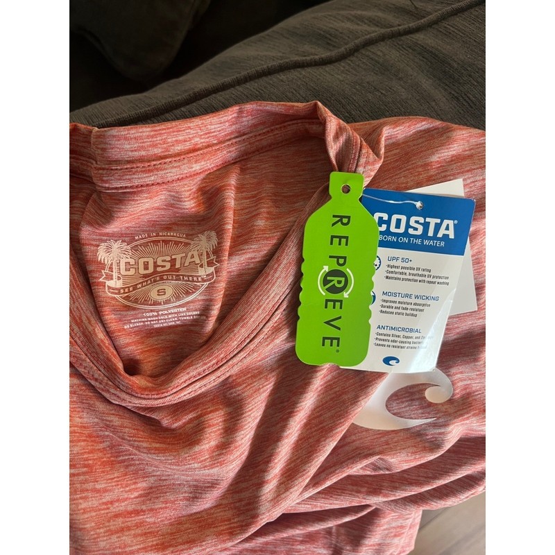 Costa Del Mar Red Heathered UPF 50 LongSleeve Technical Crew Performance Shirt S gallery
