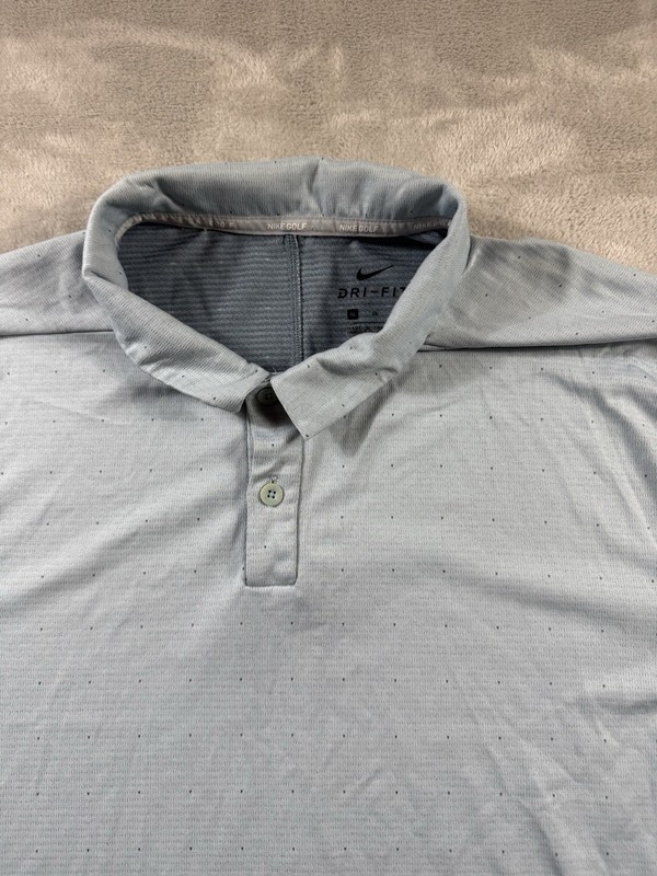 Nike Mens Golf Polo Short Sleeve 1/4 Button Shirt Dri Fit Size XL Light Blue gallery