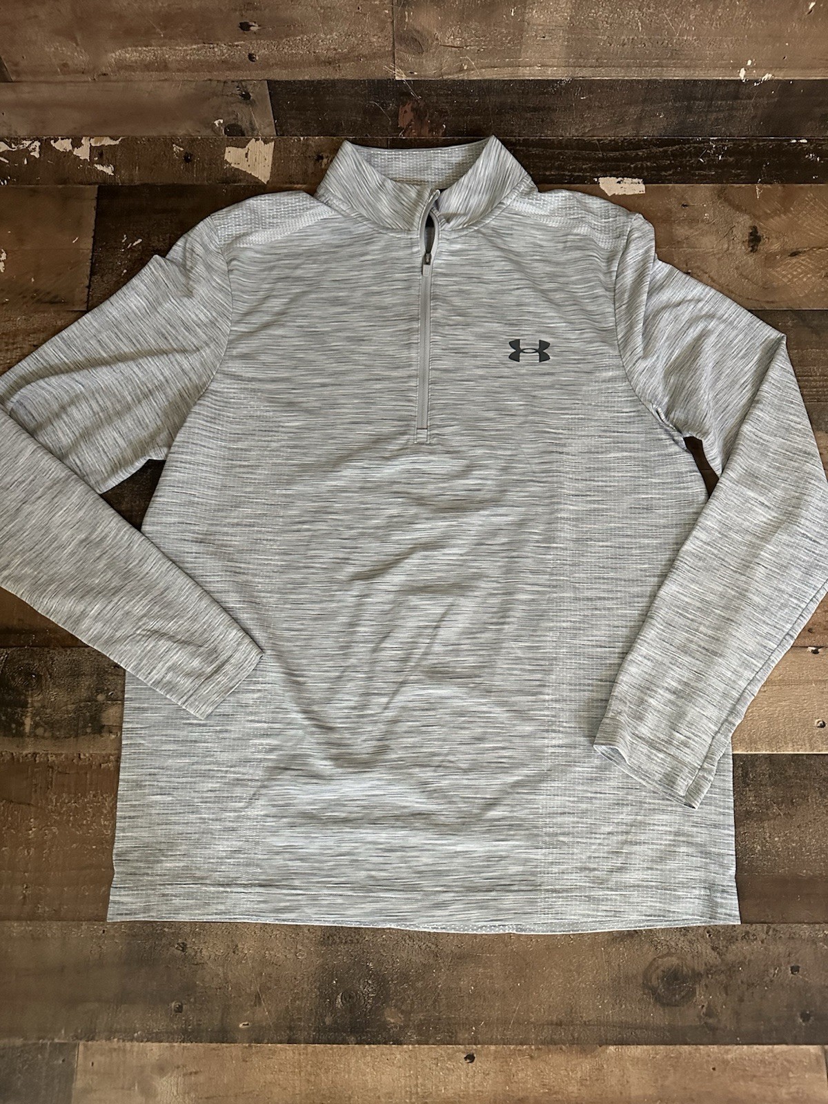 Under Armour Threadborne HeatGear Men's L Gray Heather Fitted 1/4 Zip Mock gallery