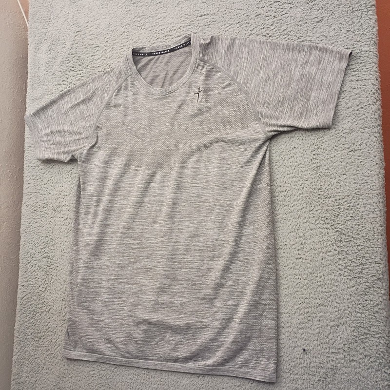 Three Nails Seamless Tee Shirt Mens Medium Gray Athletic Training Vented Stretch gallery