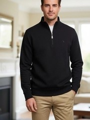 Tailorbyrd Men’s 1/4 Zip Pullover Sweatshirt Medium Black Logo Classic Preppy