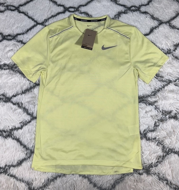 NIKE Dri-FIT Miler 1.0 Running Shirt Yellow Volt Men’s Sz S *NEW* AJ7565-331 gallery