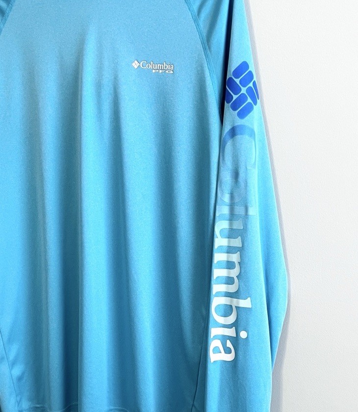 Columbia Men's PFG Terminal Tackle Long Sleeve Hooded Shirt Light Blue, Small gallery