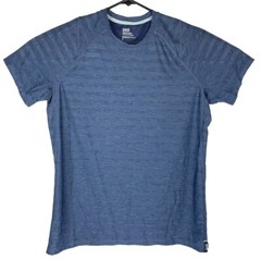 SAXX DropTemp T-Shirt Mens Size Medium Blue Performance Gym Workout Cooling Mesh