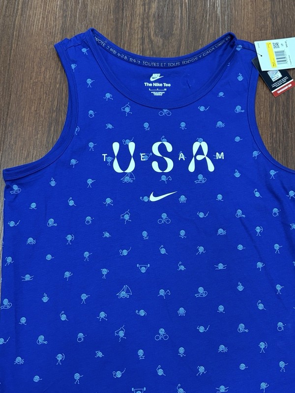 Nike USA Team Club Tank Top Men's Small Blue All Over Print FN0879-417 New Tags gallery