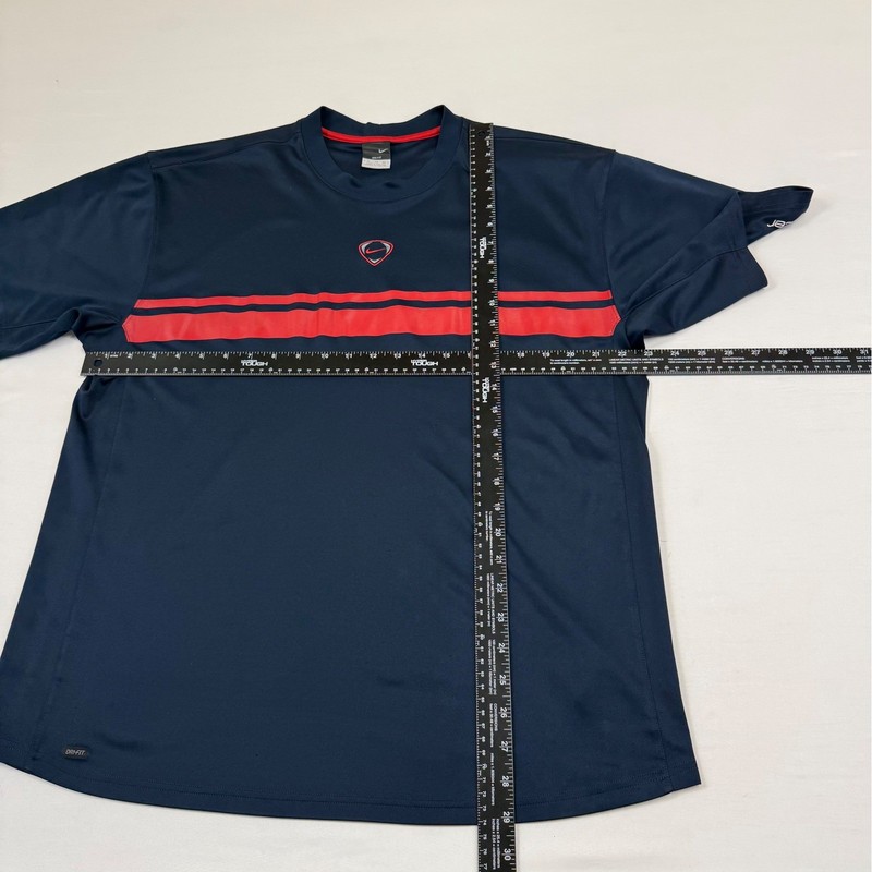 Vtg Nike Soccer Dri-FIT Shirt Mens XL Navy Blue Red Striped Center Shield Logo gallery