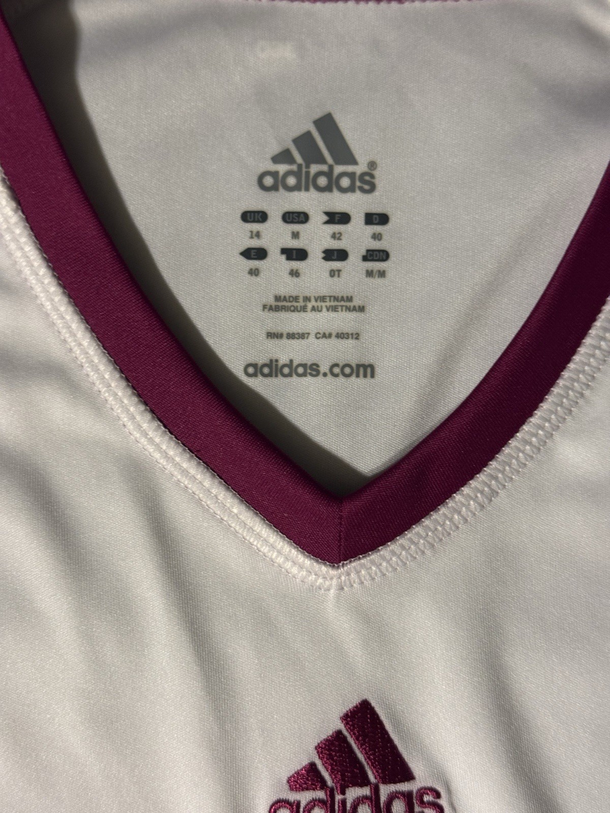 Adidas Active Athletic Performance 360 Medium Shirt V-Neck Short Sleeve White gallery