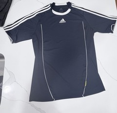 Vintage Adidas Soccer Jersey Men’s Large Navy Blue White 3 Stripe Athletic Shirt