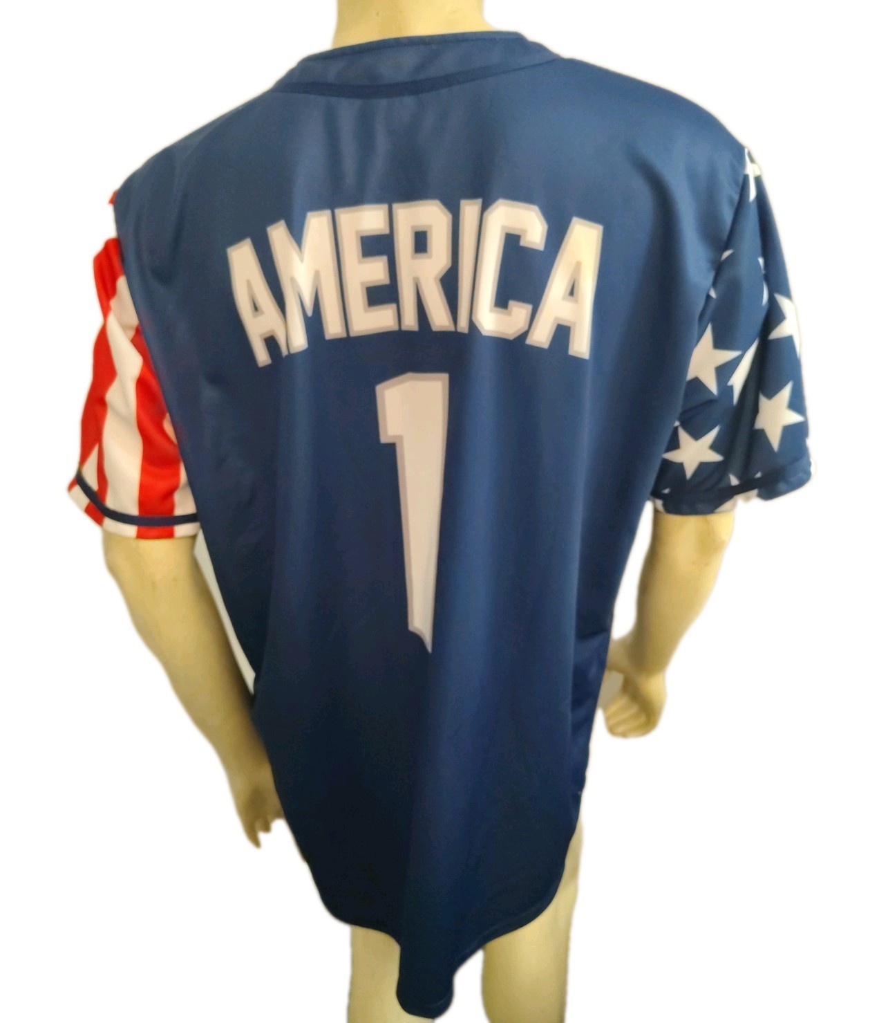 Greater Half USA America #1 Baseball Jersey Statue of Liberty Stars Stripes 3XL gallery