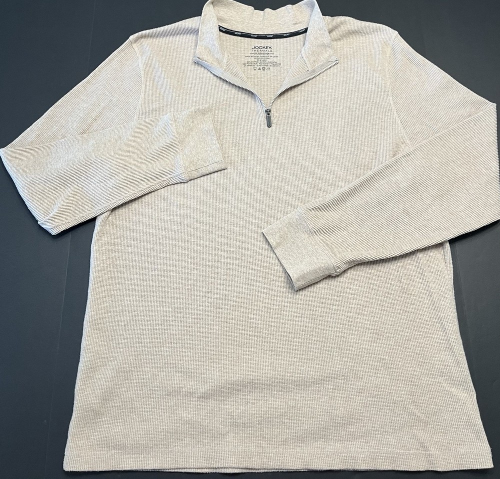 Jockey Thermal 2XLT Undershirt Long Sleeve Waffle Knit Quarter Zip Oat Color