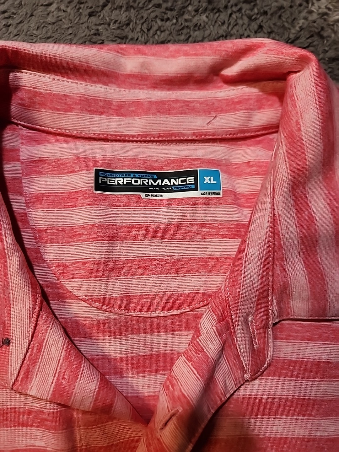 Roundtree & Yorke Performance Pink Striped Golf Lightweight Polo Shirt Mens XL gallery