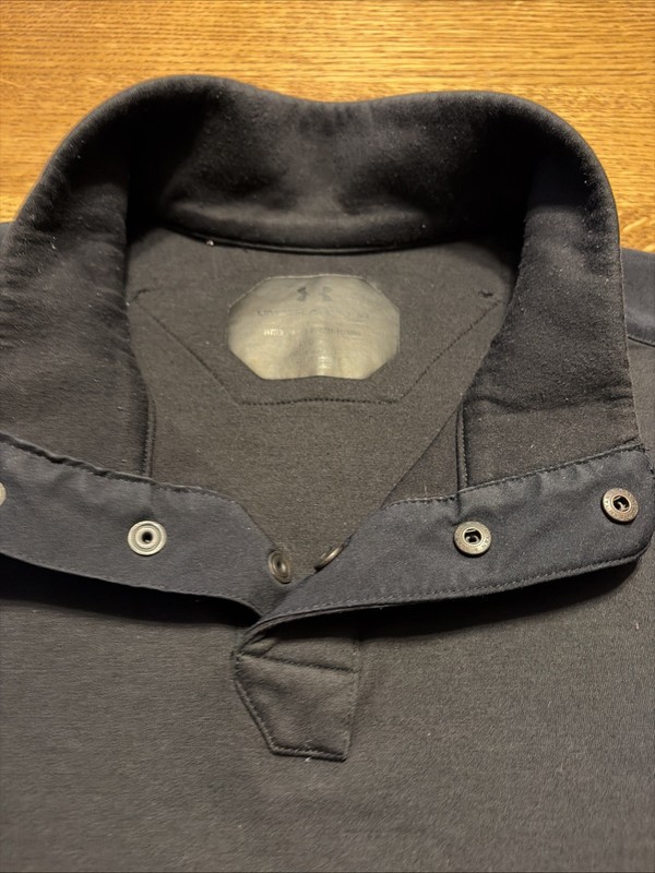 Men’s Under Armour Quarter Snap Pullover Elbow Patches Black Large gallery
