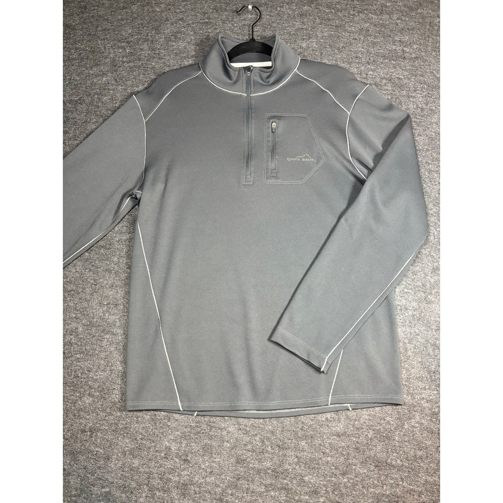 Eddie Bauer Sport 1/4 Zip Pullover Men’s Medium Gray Active Fit Performance 0469