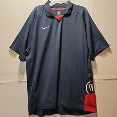 Vintage Nike Total 90 T90 Dri-Fit Training Soccer Jersey Polo Shirt Navy Blue L
