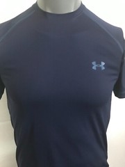 Under Armour “Green” Heat Gear Mens Small LOOSE Tech Tee Shirt Solid Dark Blue