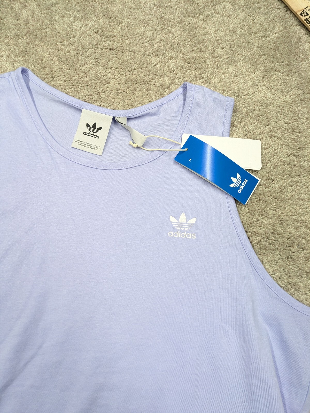Adidas Originals Essentials Mens Shirt Medium Embroidered Lavender Tank Top NWT gallery