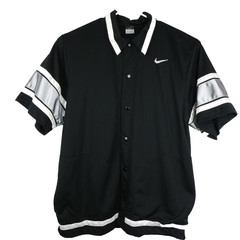 Nike Basketball Warm Up Shirt Mens XL Black Dri Fit Short Sleeve Oversized Snaps