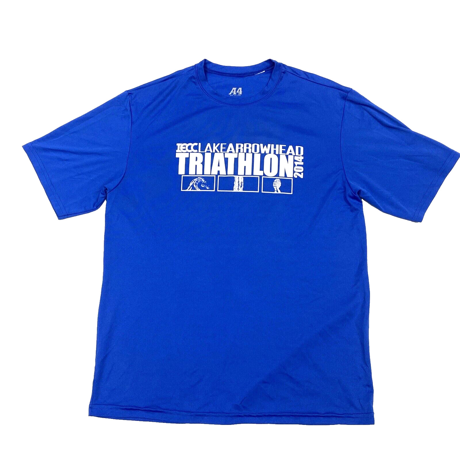 Lake Arrow Head 2014 Triathlon Men's Large Pullover T-Shirt Short Sleeve Blue gallery