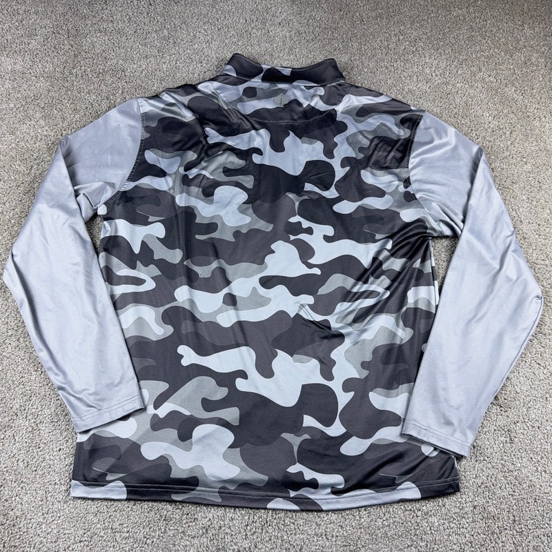 Pins & Aces Shirt Mens XXL 2XL Gray Camo Golf Performance 1/4 Zip Stretch Golfer gallery