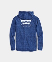 Vineyard Vines Patriotic Tail Harbor Hoodie Tee Long Sleeve | Navy Heather | Med