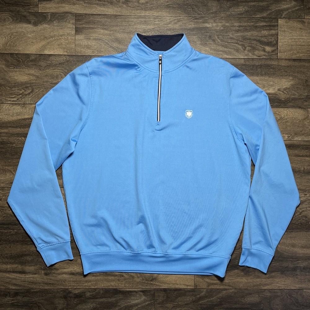 FootJoy Quarter Zip Pullover Mens Medium Blue Golf Performance Jersey Eagle Logo