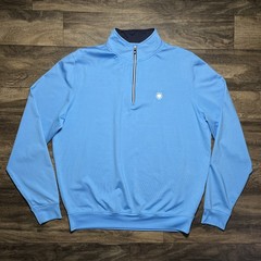 FootJoy Quarter Zip Pullover Mens Medium Blue Golf Performance Jersey Eagle Logo