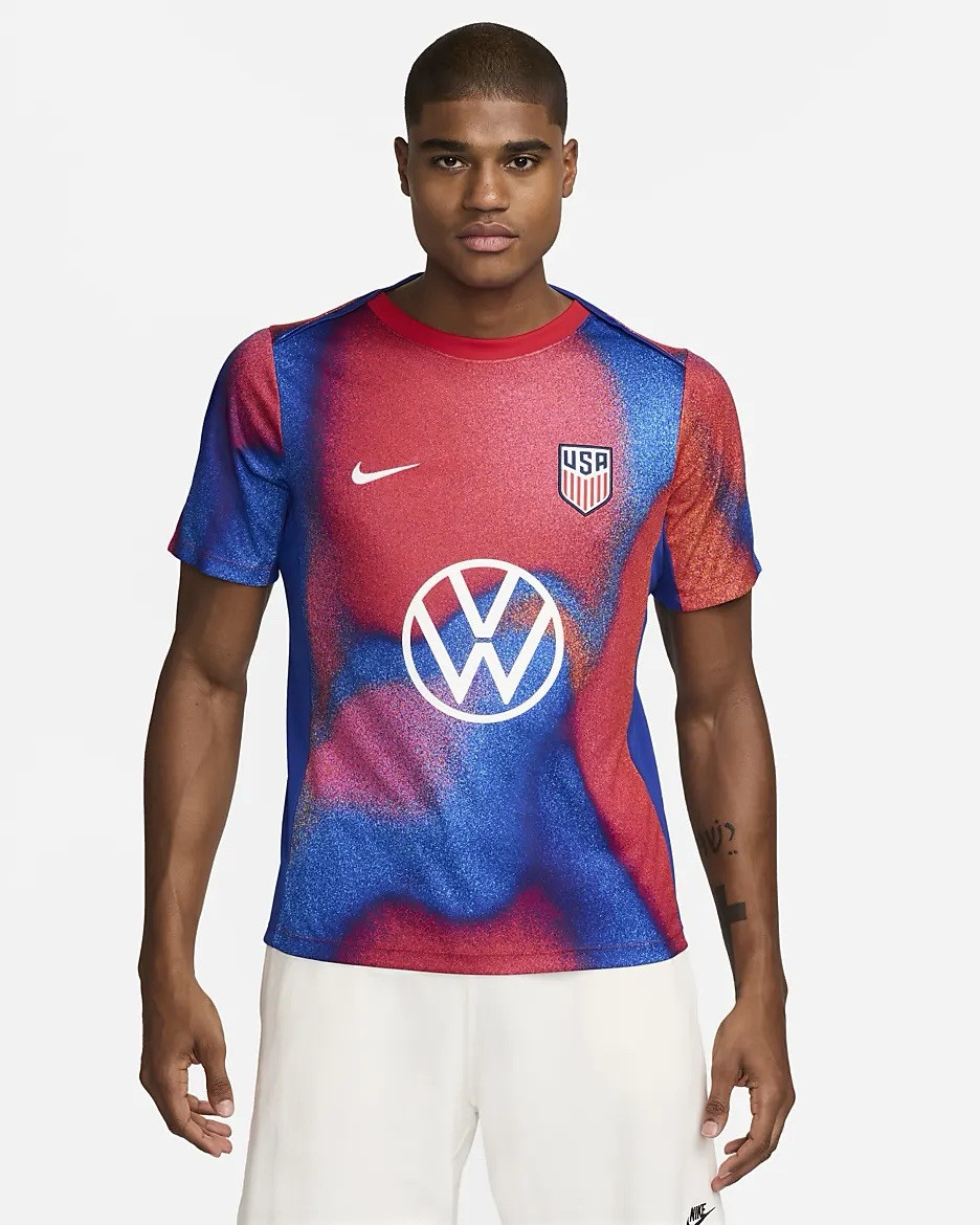 Size Medium Nike USMNT Pre-Match Team Issued Soccer World Cup USA FJ2734-101 gallery