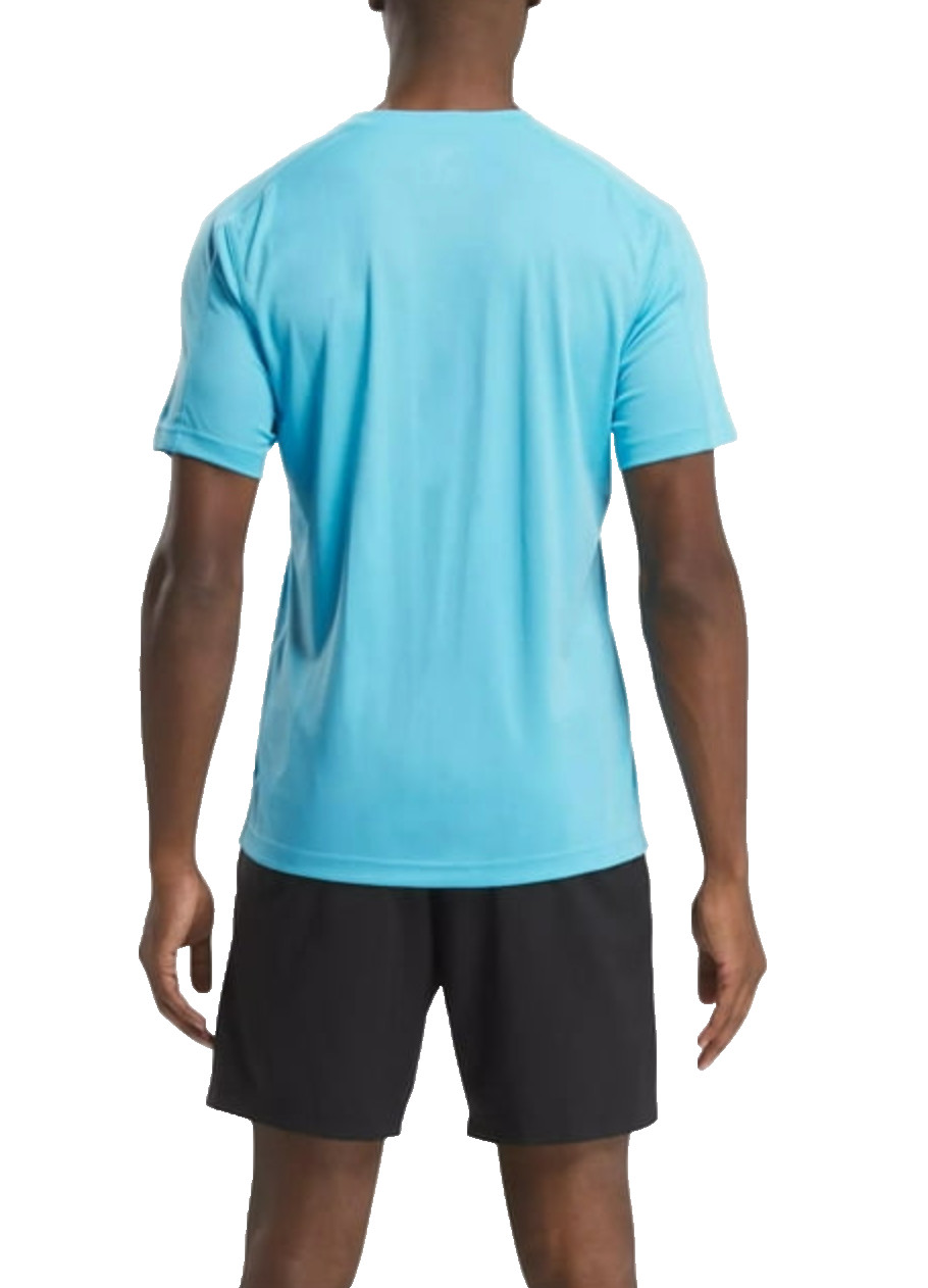 REEBOK Short Sleeve Crewneck Training Tech T-Shirt sz L Large Bold Cyan Blue gallery