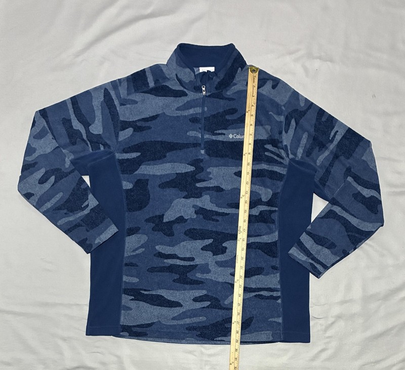 Columbia Pullover Mens XL Blue Camo 1/4 Zip Long Sleeve Fleece Hiking Outdoor gallery