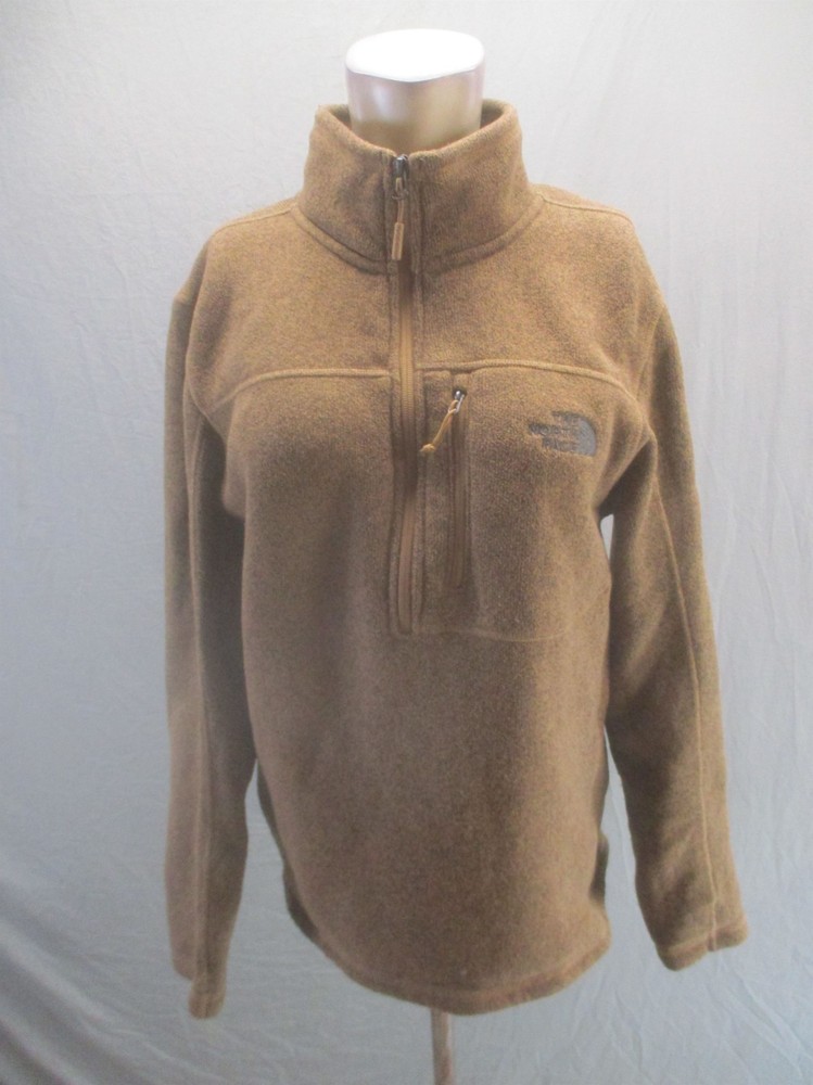 The North Face Size M Men Brown Sherpa 1/2 Zip Long Sleeve Outdoor Pull Over 494