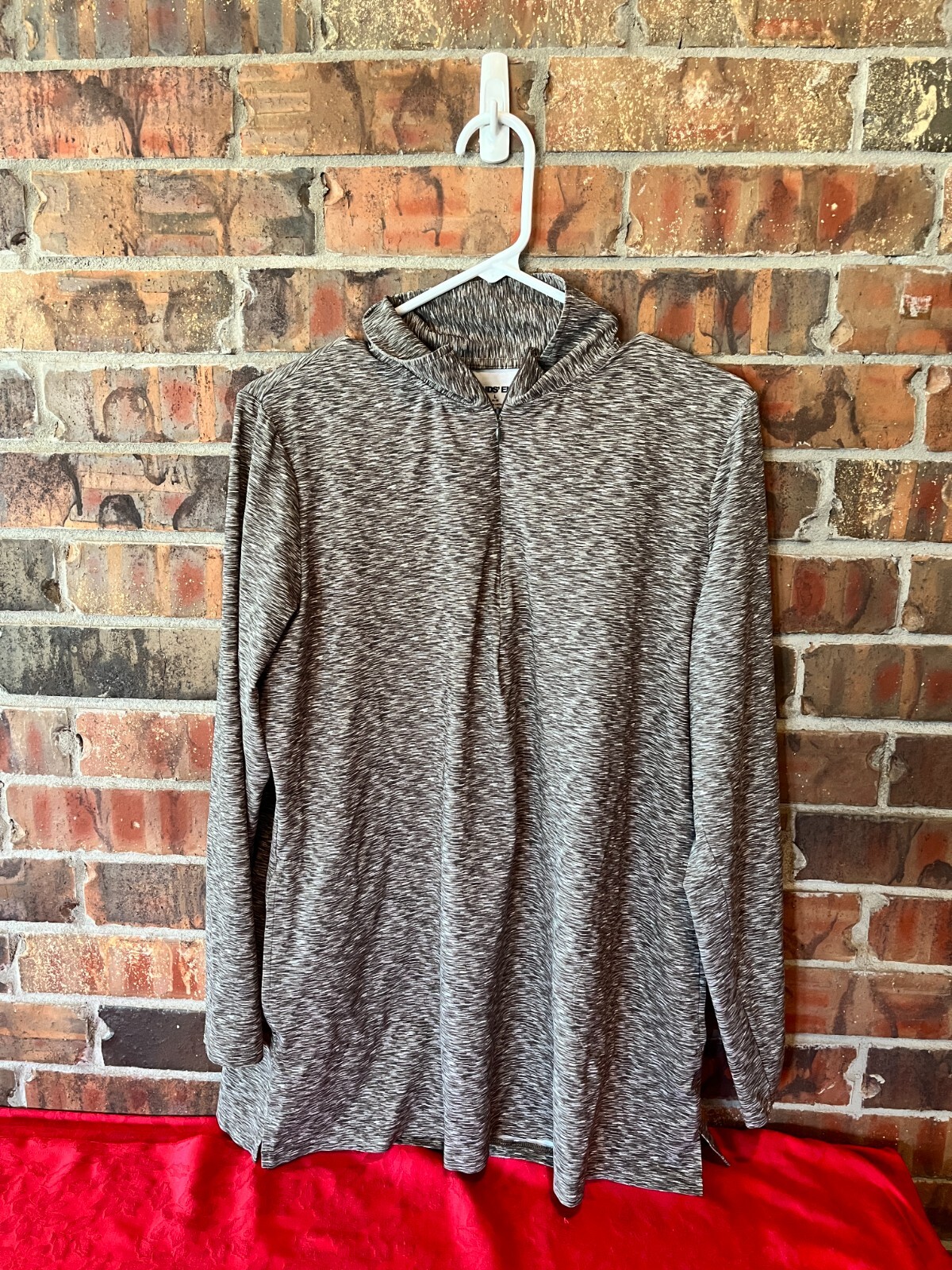 Lands’ End Brown Athletic Fit 1/4 Zip Long Sleeve With Thumb Holes Men’s Size: L gallery