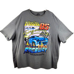 Racing Raceway Cars Men’s T-Shirt Sz 1XL Short Sleeve Cotton Blend Gray Multi