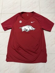 Men L Nike Pro Elite Arkansas Razorbacks Track Team Issued Shirt Made In USA