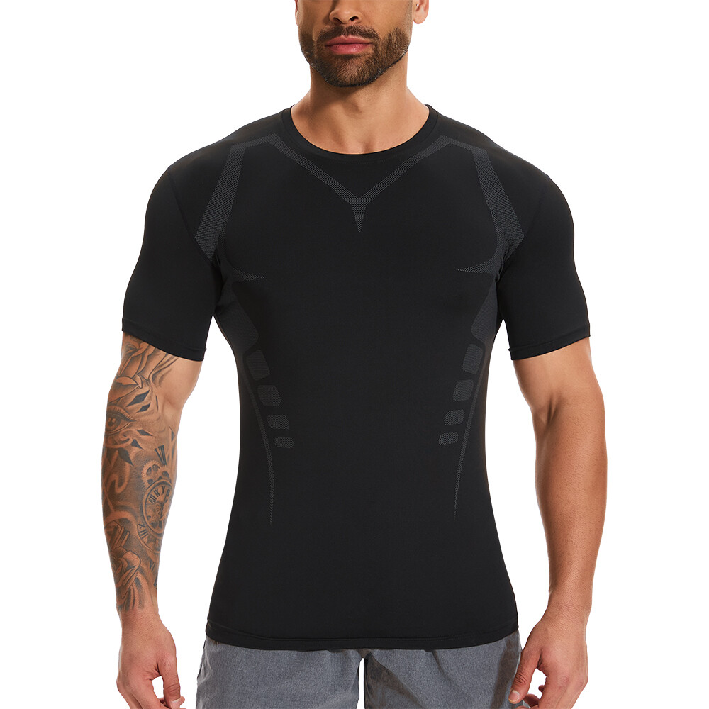 Quick Dry Mens Athletic Compression Vest T-Shirt Short Sleeve Workout Tank Top gallery