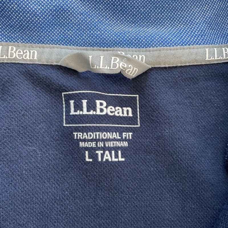 LL Bean Quarter Zip Pullover Men’s LARGE TALL Navy Blue Trad Fit Pique 514037 gallery
