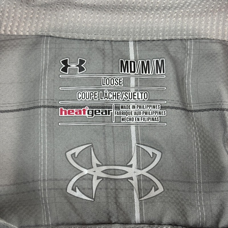 Under Armour Shirt Men's Medium Gray Plaid Vented HeatGear Fishing Hiking gallery