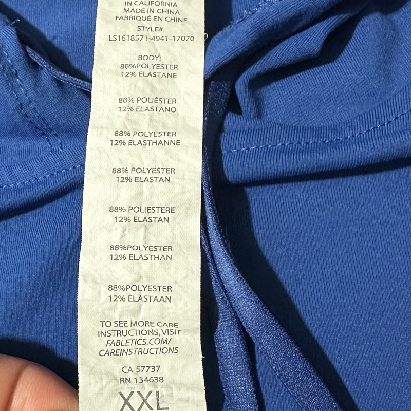 Fabletics Men’s XXL Performance Hoodie Blue Two-Tone Long Sleeve Athletic Top gallery