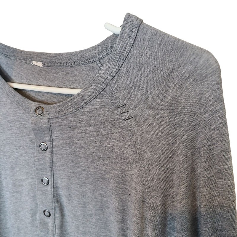 Lululemon Mens Gray Synth Long Sleeve Henley Stretch Pullover T-Shirt Vitasea gallery