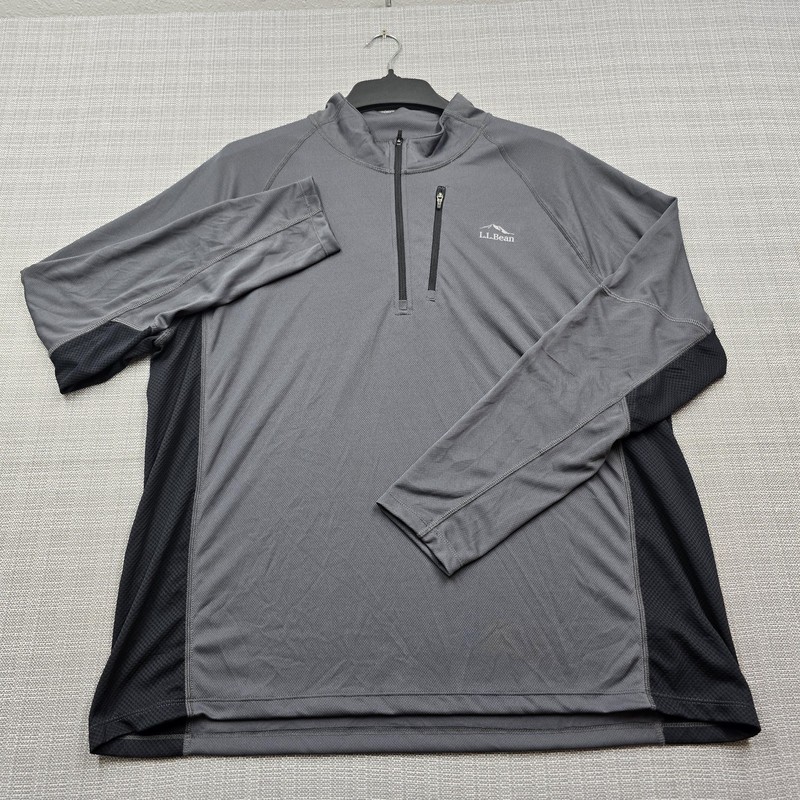 L.L. Bean Pullover Mens XL Gray 1/4 Zip Running Shirt Reflective Athletic Top gallery